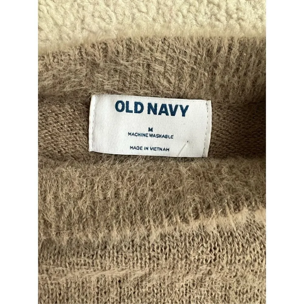Old Navy Eyelash Sweater Women‎ Medium Beige Knit Crew Neck Long Sleeve Pullover - Picture 4 of 8